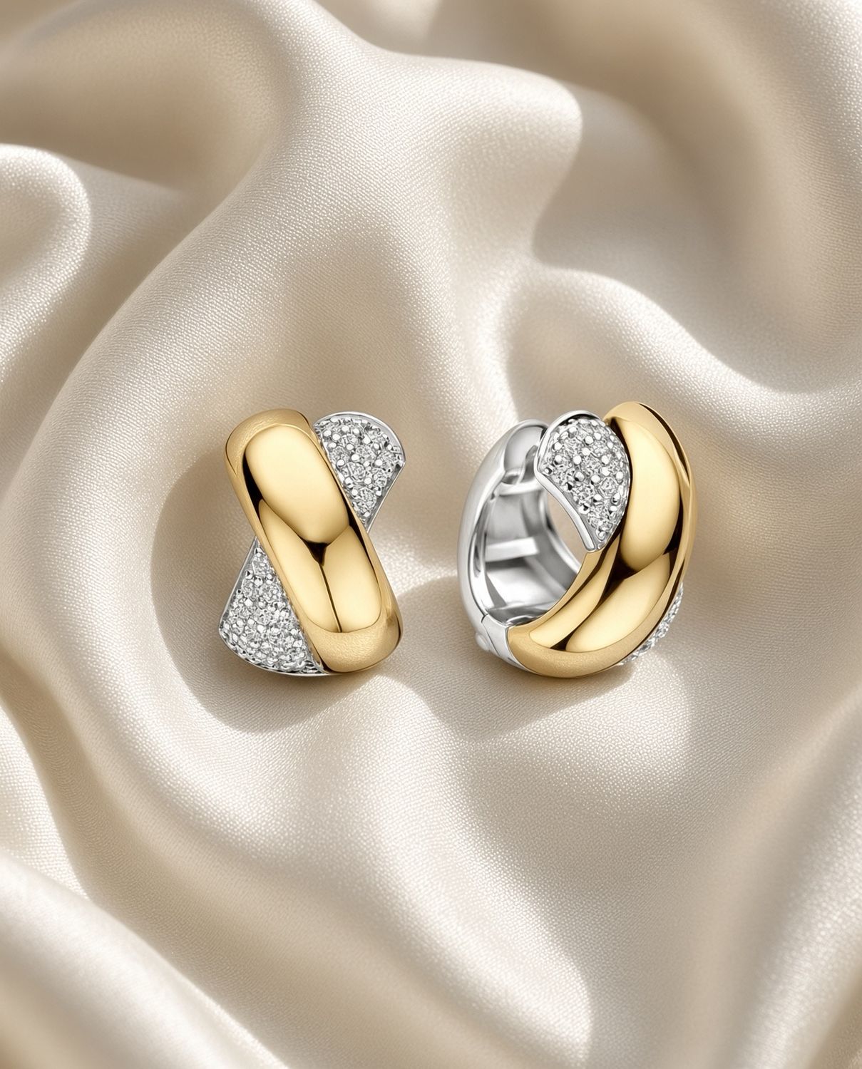 Bold 2-tone Crossover Earrings