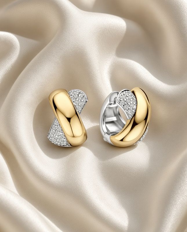 Pavé Two-Tone Crossover Earrings