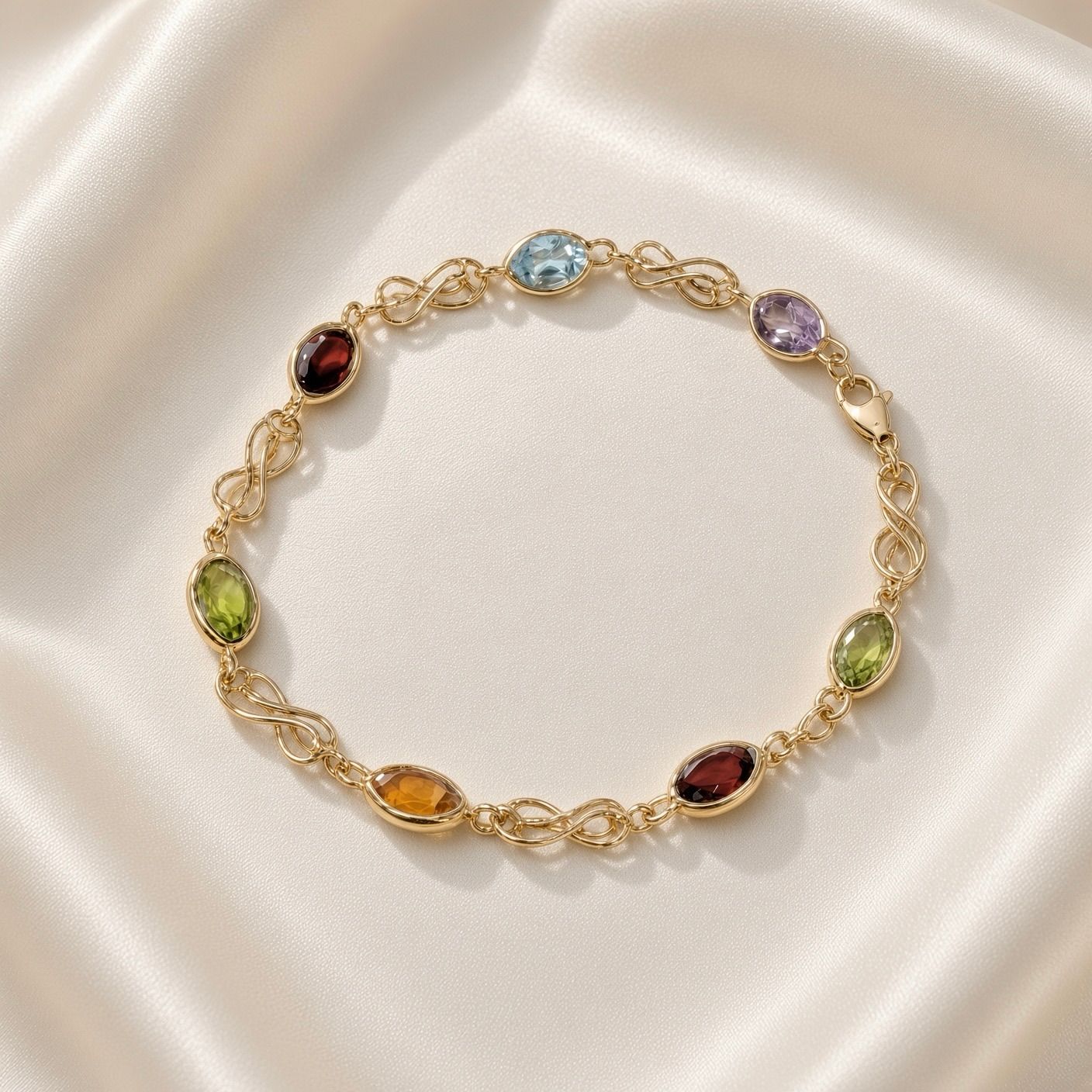 Colorful Gemstone Station Bracelet