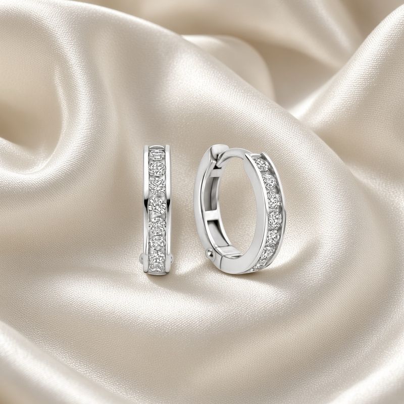 Channel Set Zirconia Hoop Earrings
