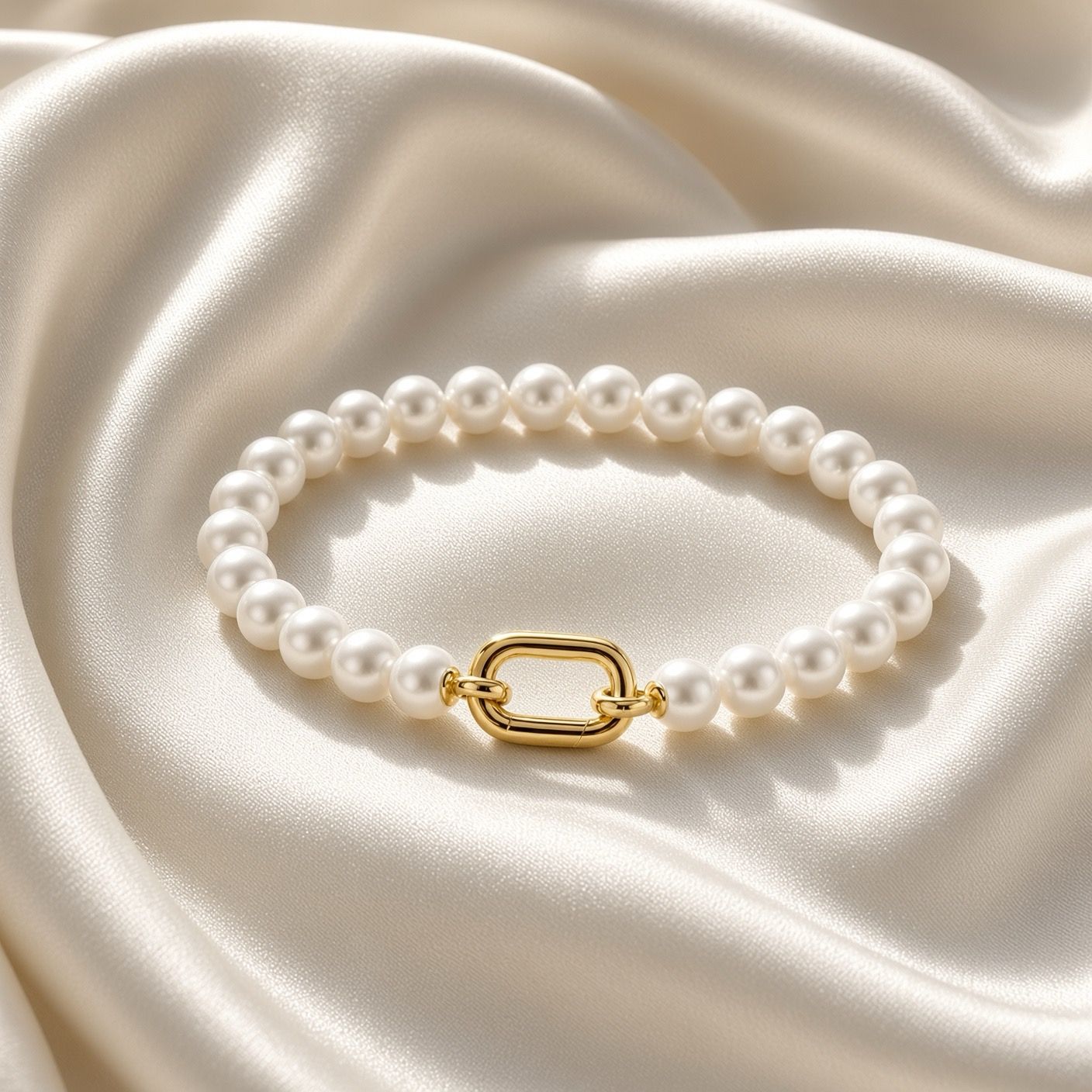 23037YP- Pearl Bracelet with Yellow Plated Chain Clasp