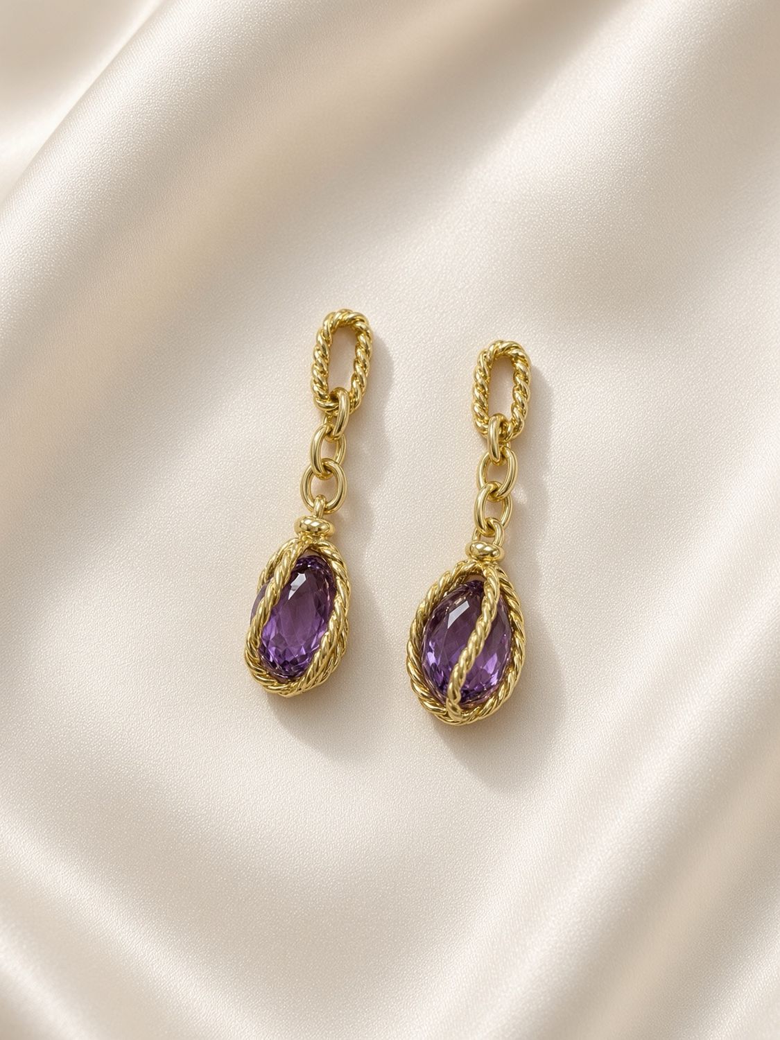 Amethyst Cage Drop Earrings