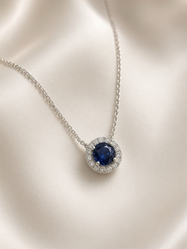 Sapphire Halo Necklace