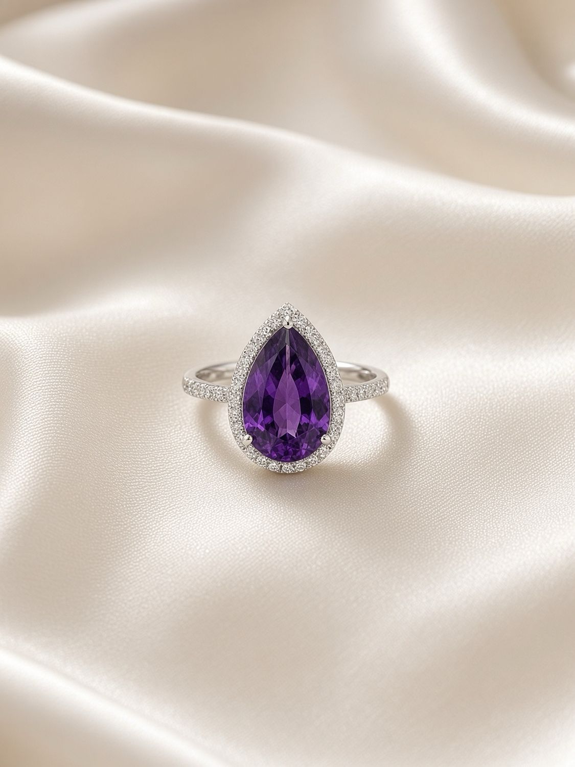 Amethyst &amp; Diamond Cocktail Ring
