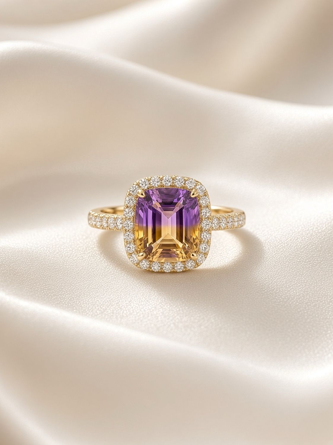 Ametrine &amp; Diamond Cocktail Ring
