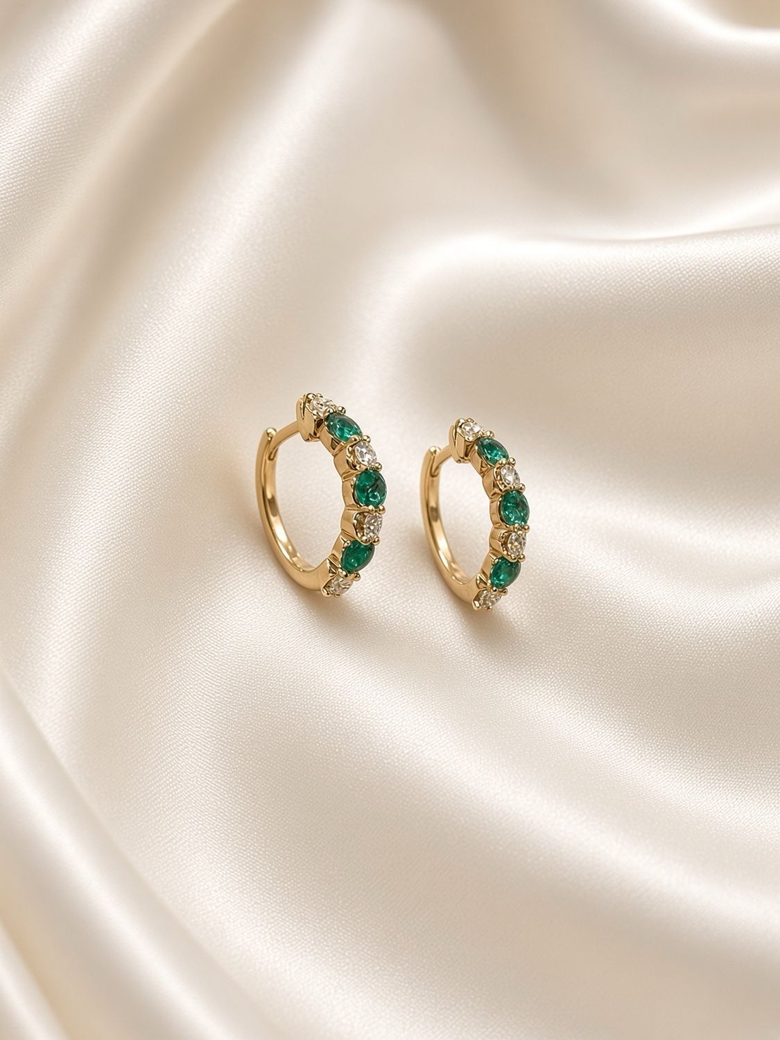 Emerald &amp; Diamond Huggies