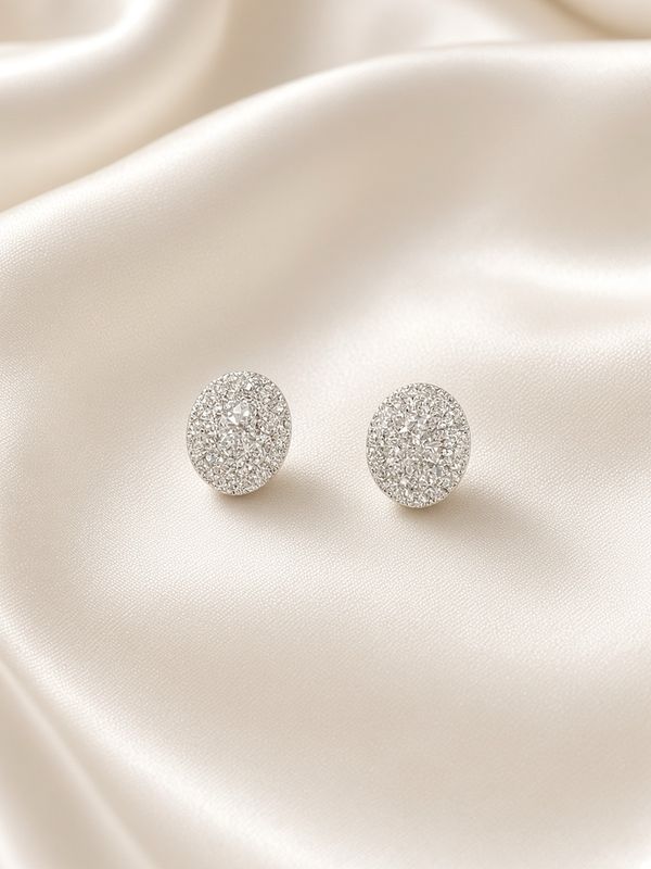 Pavé Oval Stud Earrings