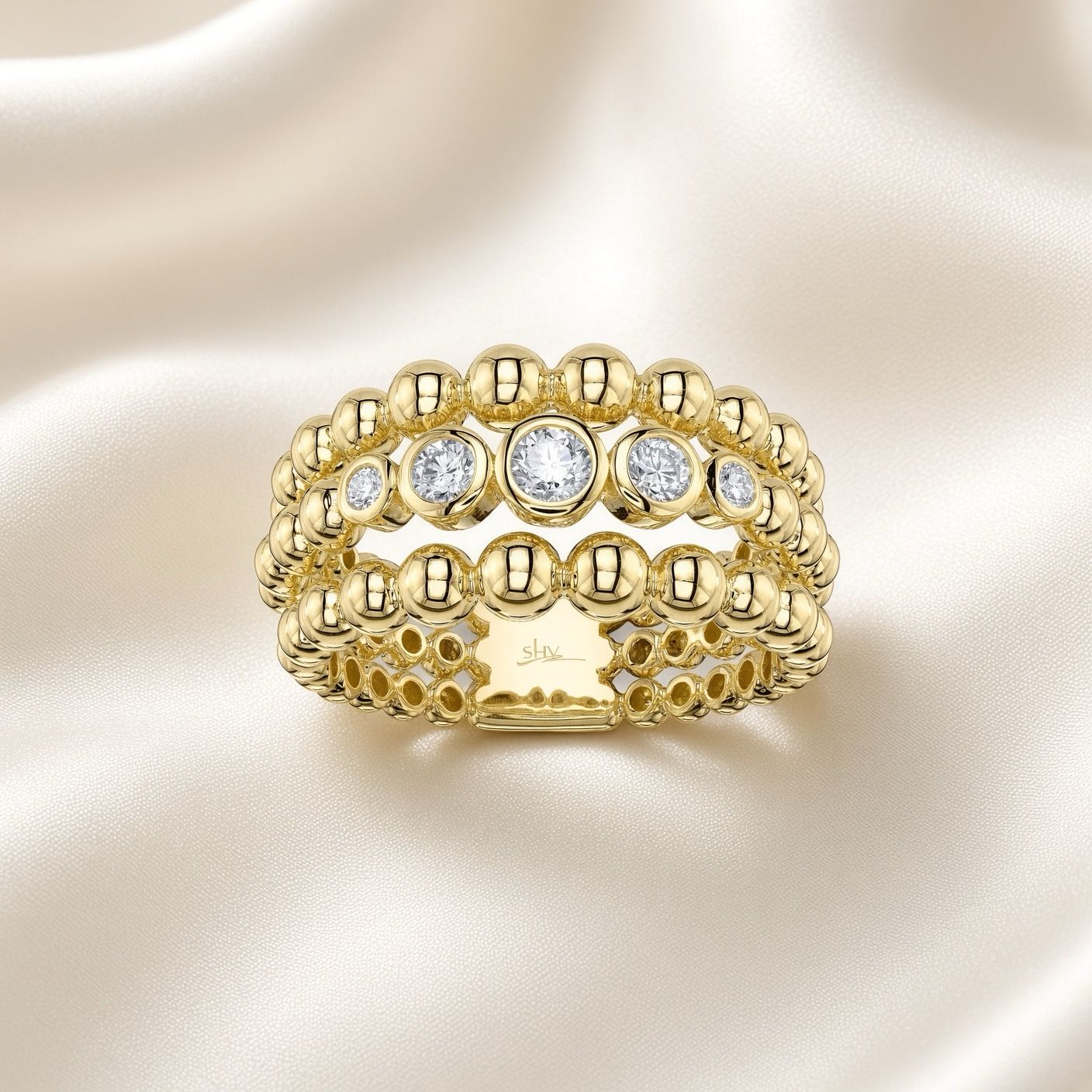 Beaded Gold Statement Ring
