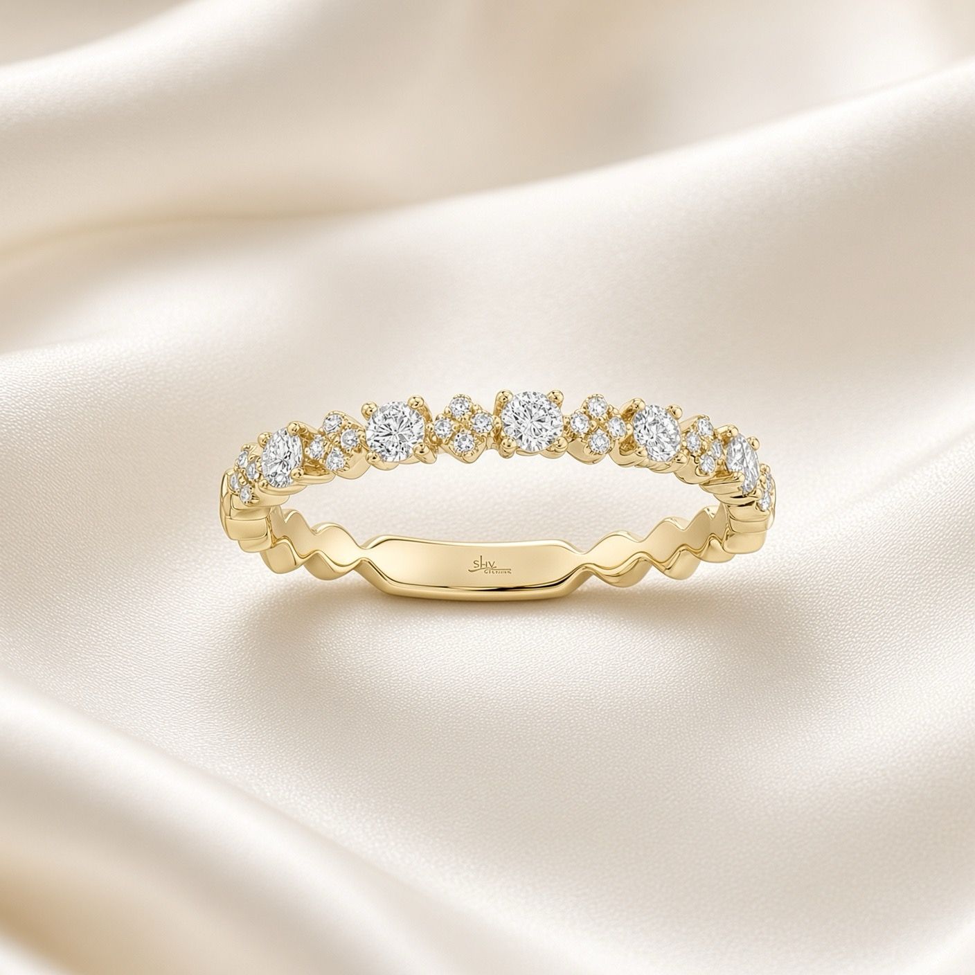 Alternating Floral Stackable Ring