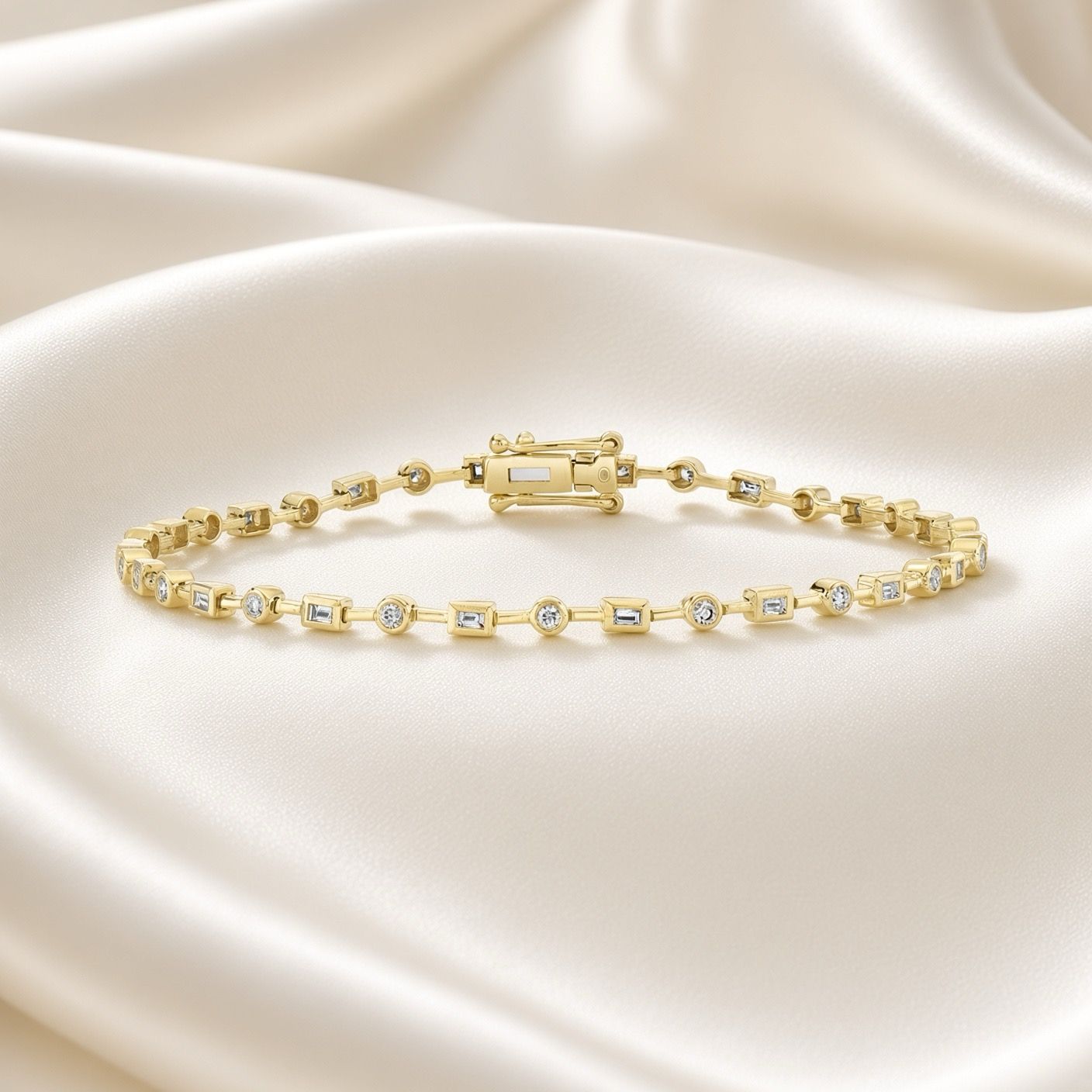 Mixed-Cut Bezel Tennis Bracelet