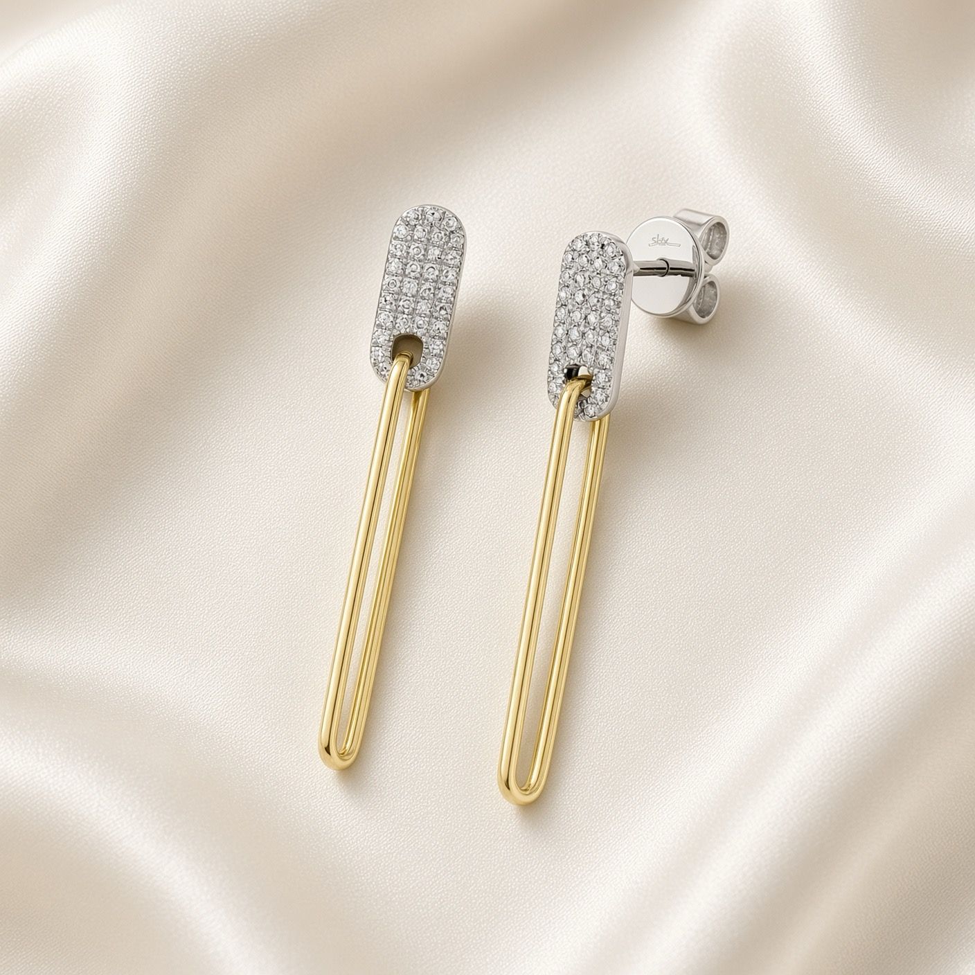 Two-Tone Elongated Link Earrings