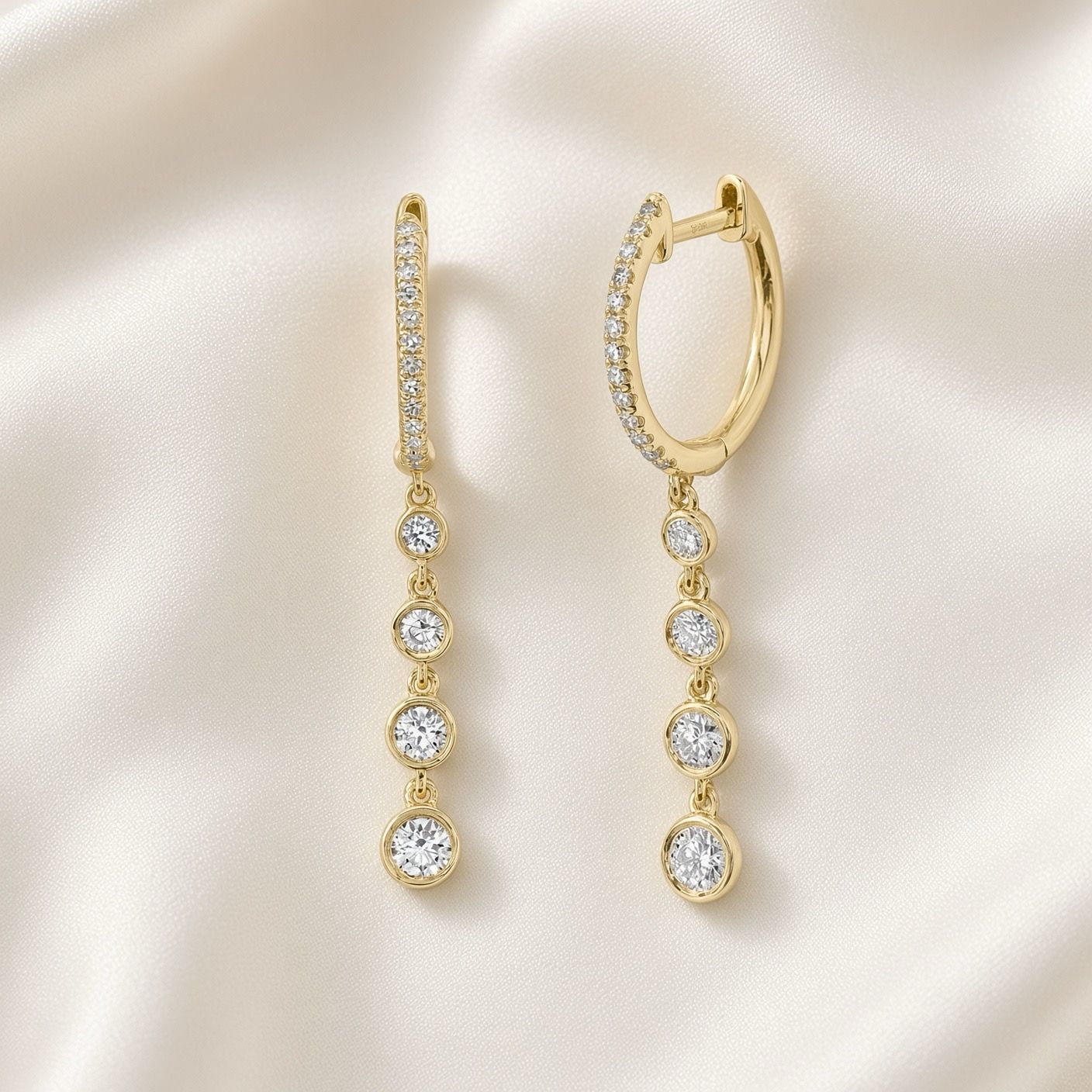 Graduated Bezel Drop Earrings