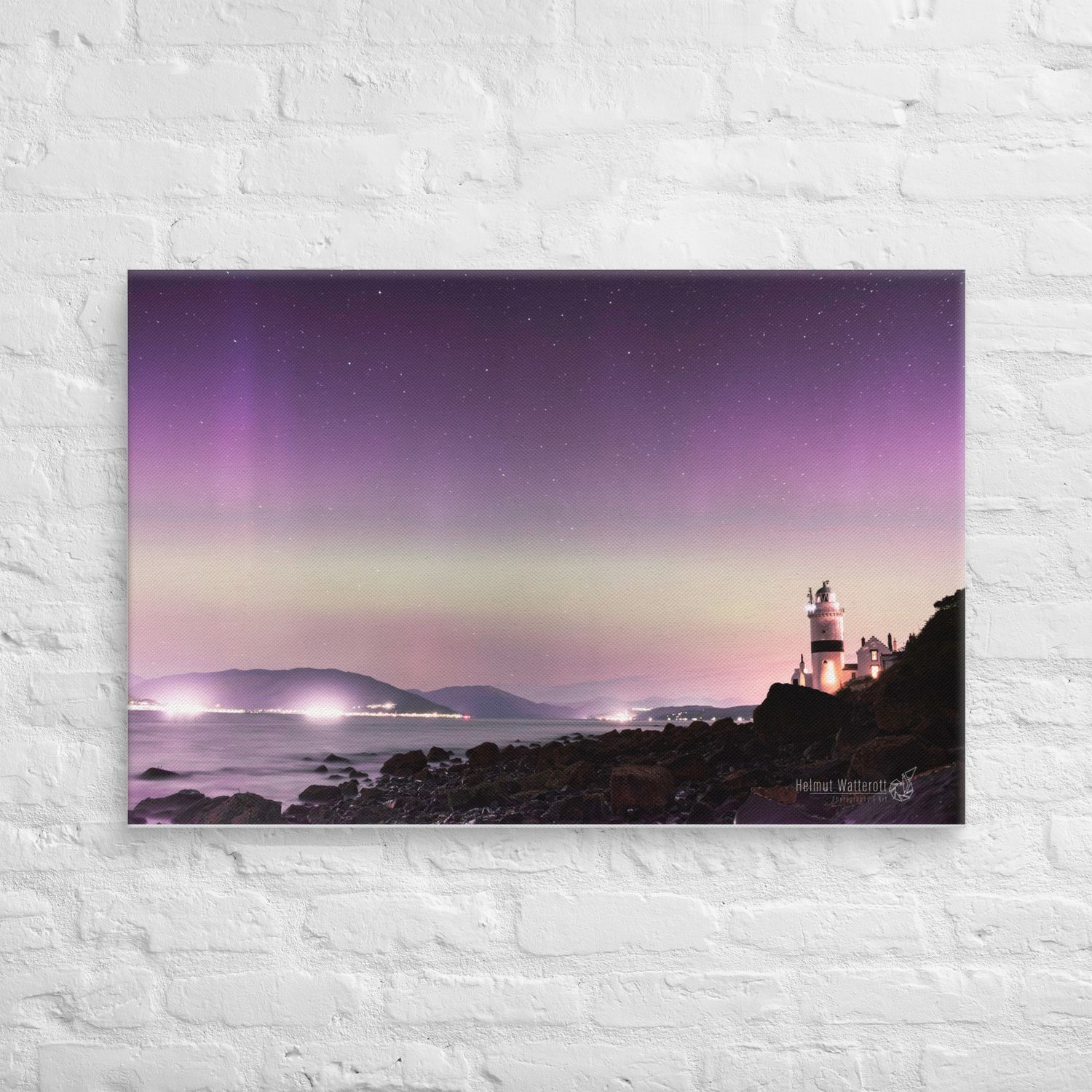 Aurora over the Cloch Lighthouse near Gourock on Canvas