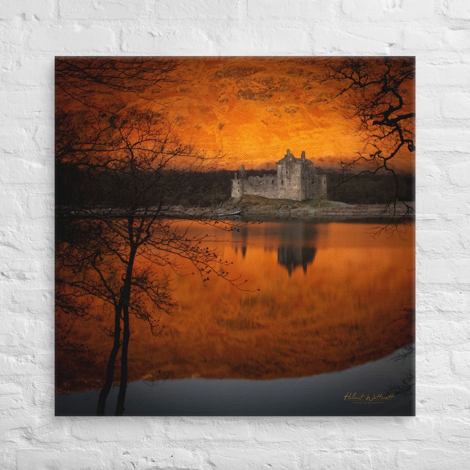 Kilchurn Castle on Loch Awe in Golden Sunrise Canvas Print