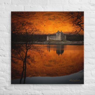 Kilchurn Castle on Loch Awe in Golden Sunrise Canvas Print