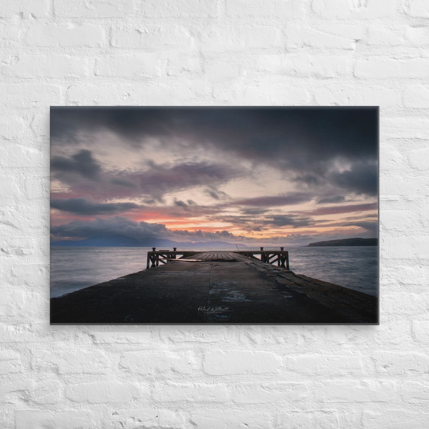 Portencross Pier long exposure at golden hour LANDSCAPE Canvas Print