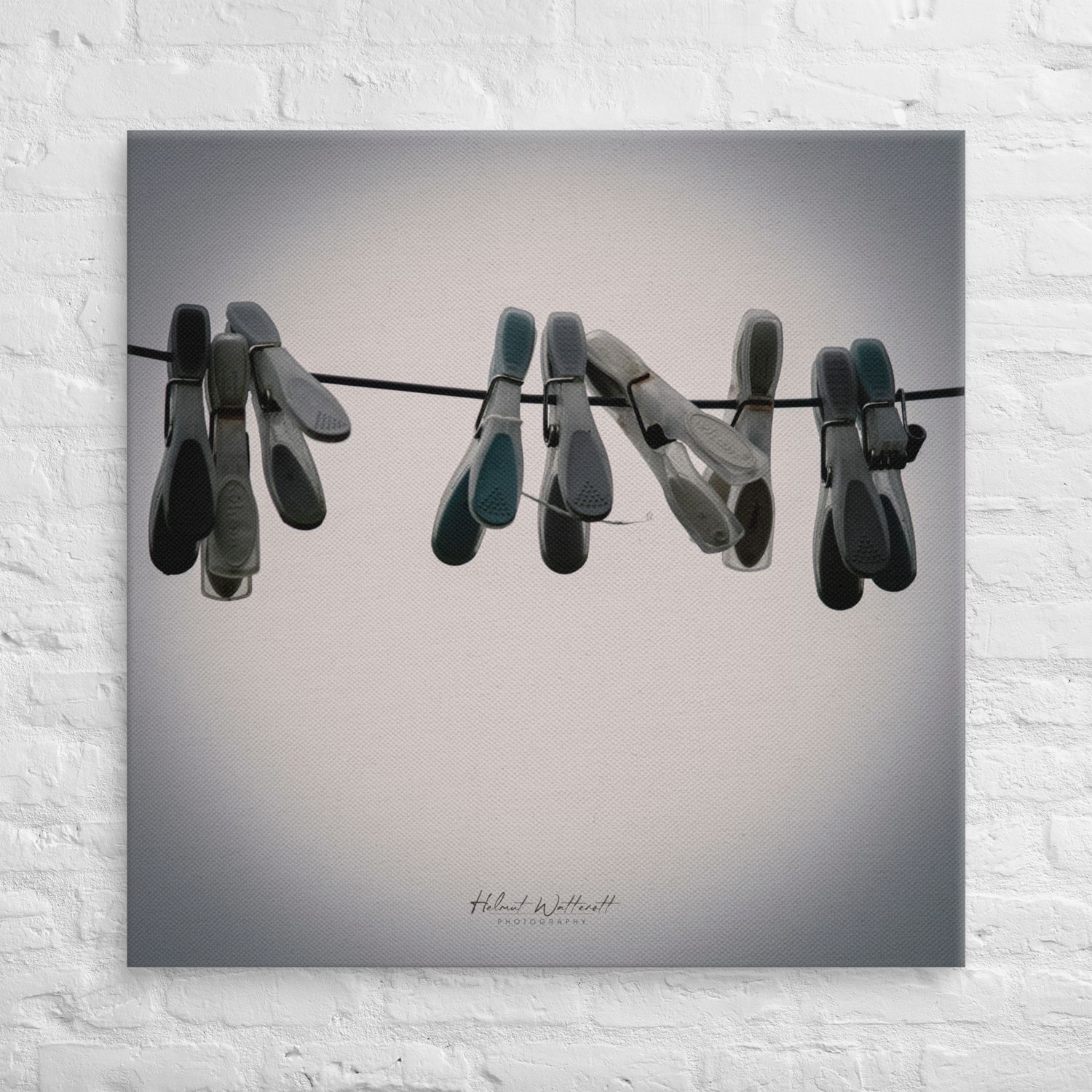 Clothes pegs on a washing line artistic Canvas Print large canvas