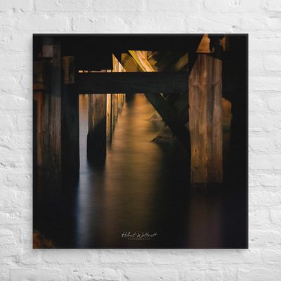 Under the pier Canvas Print - Long Exposure of water under a pier square format