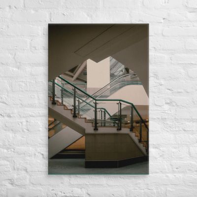 Architectural photo of staircase in an abandoned mall on canvas