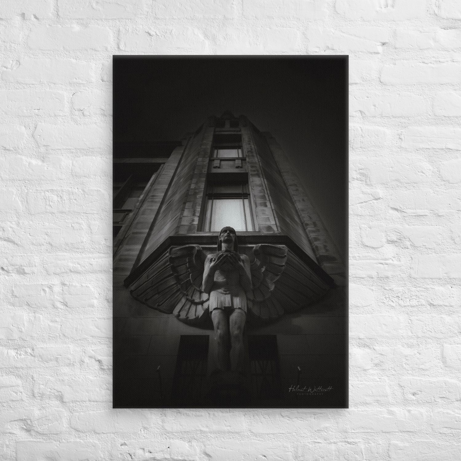 Russell Institute Paisley statue of winged man Canvas Print