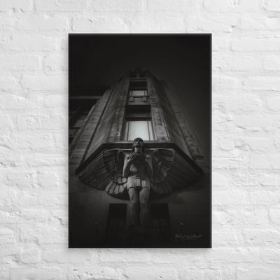 Russell Institute Paisley statue of winged man Canvas Print