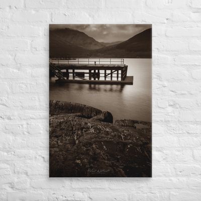 Sepia tone photo of a pier on Loch Lomond Canvas Print