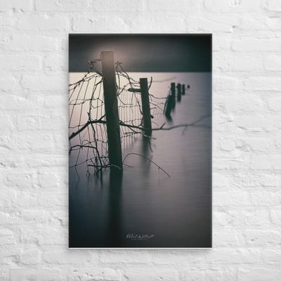 Broken fence in the water at Loch Lomond Canvas Print