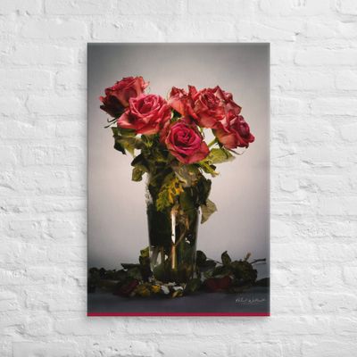 Roses in Vase Wall Art Canvas Print