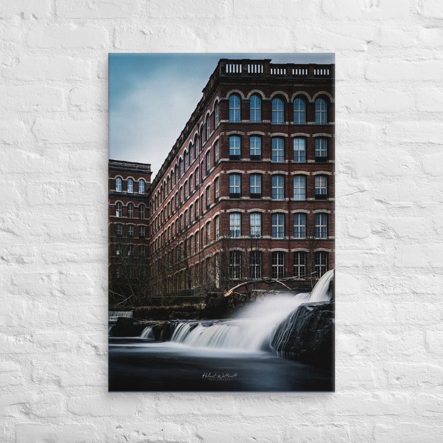 Paisley Mills building and waterfall wall art Canvas Print