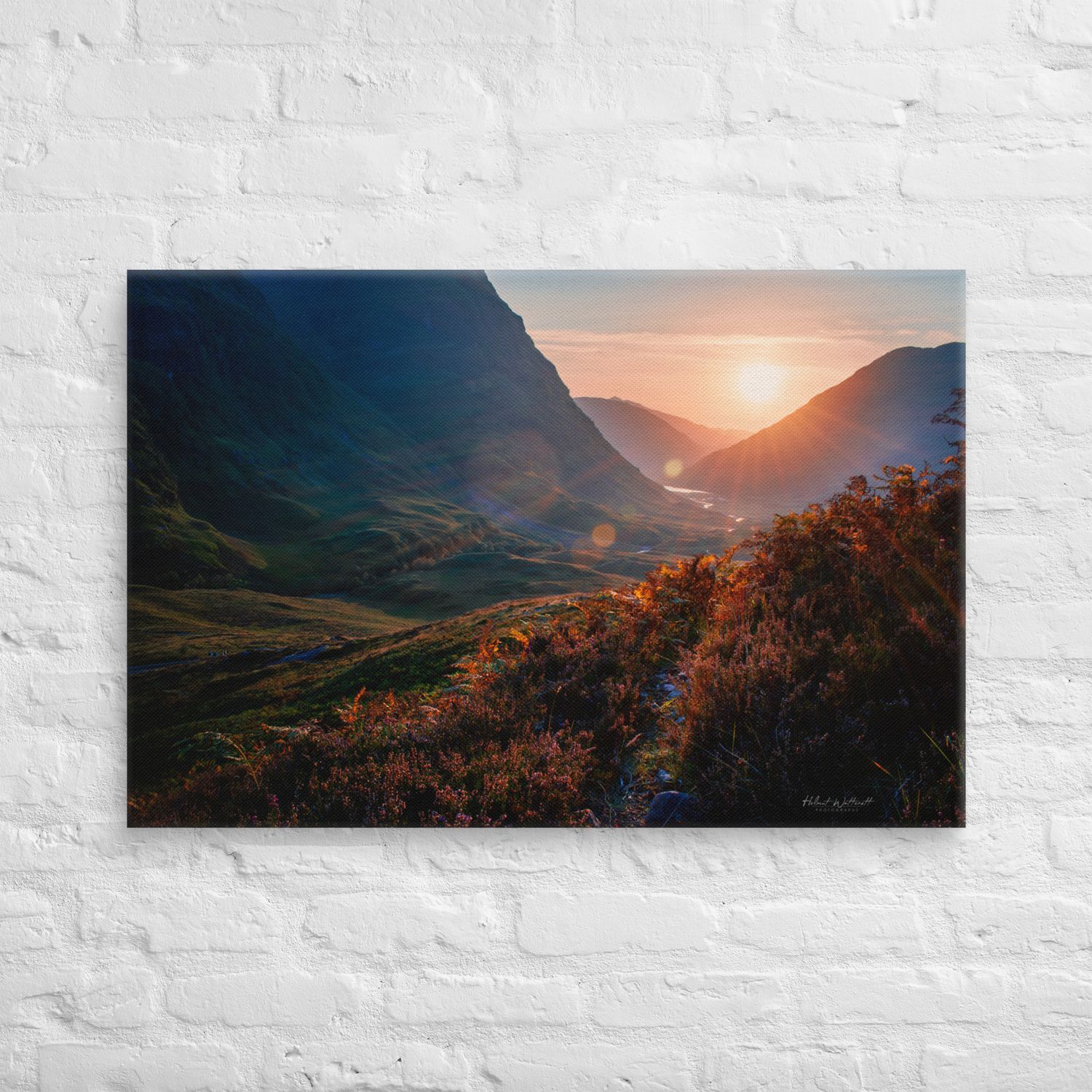 Glencoe Valley at sunset golden hour wall art Canvas Print