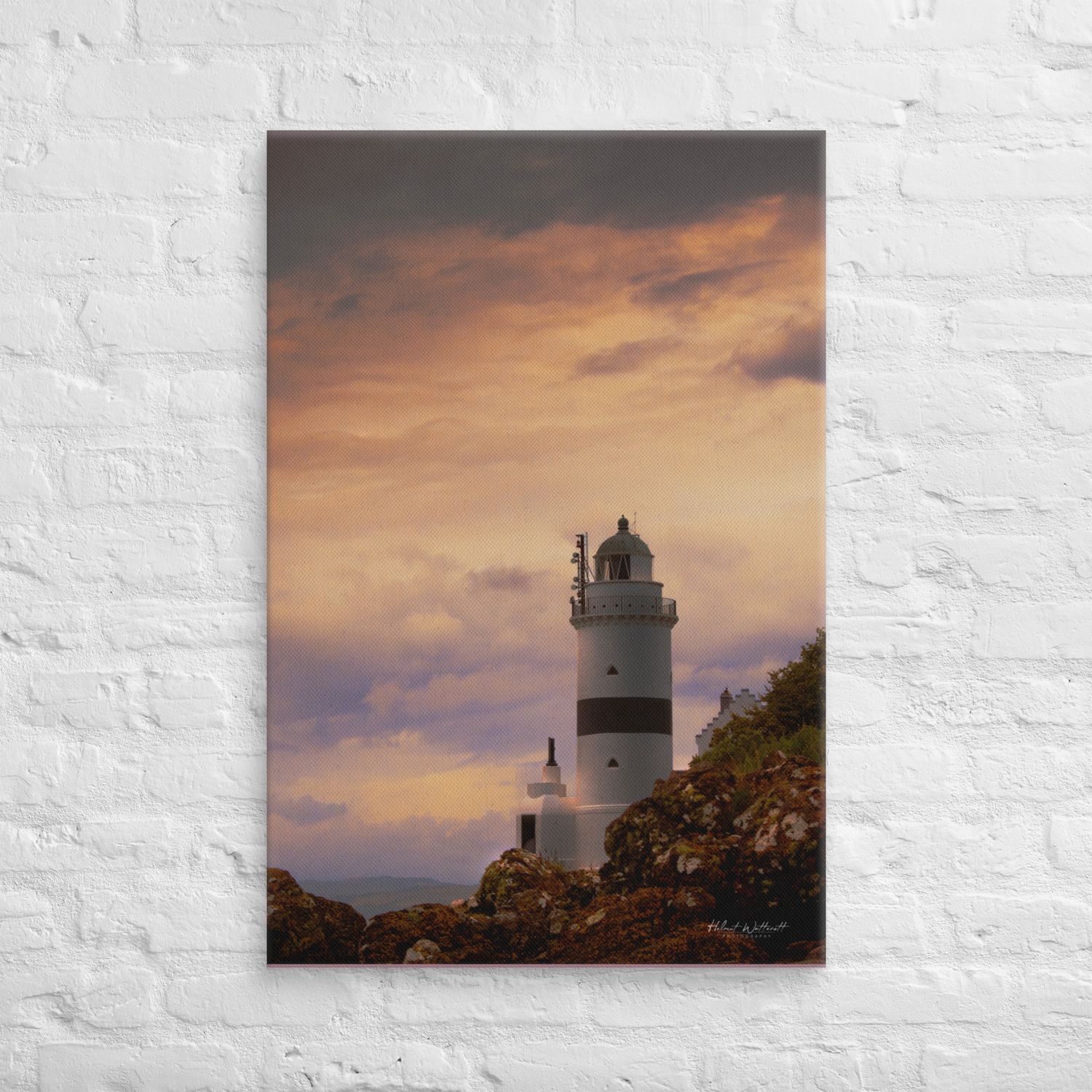 Cloch Lighthouse at dusk wall art Canvas Print