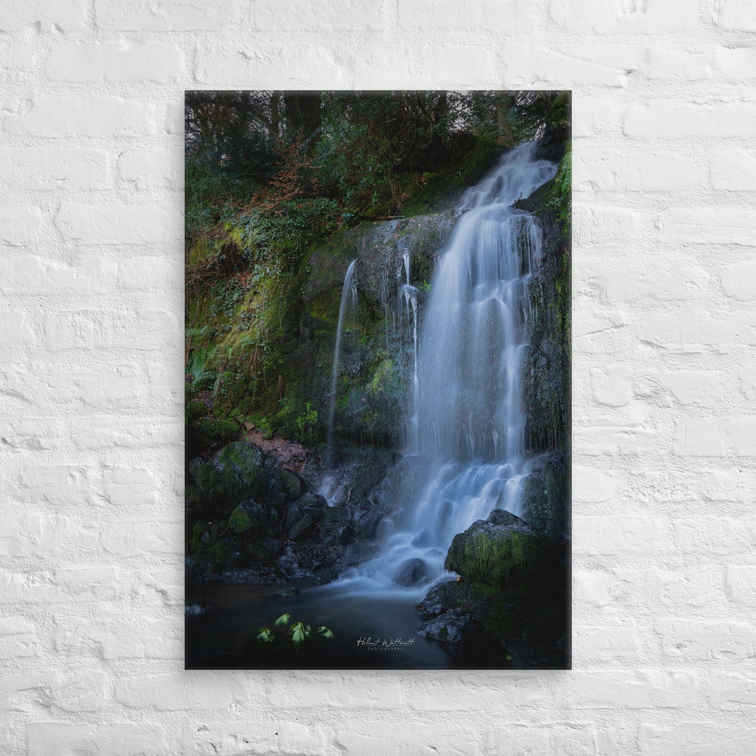Winter Waterfall at Finlaystone Country Estate wall art Canvas Print