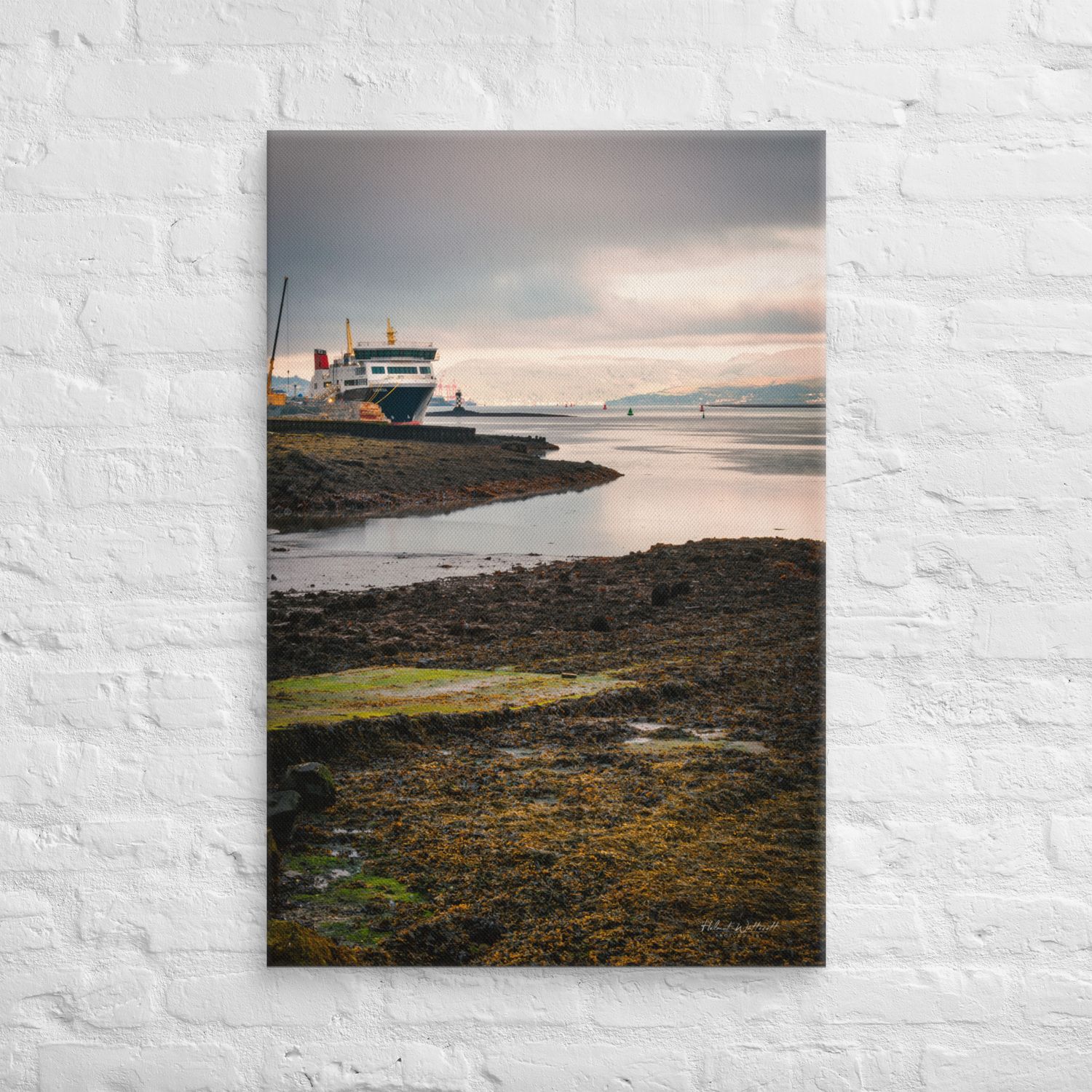 Glen Rosa Ferry at Ferguson Shipyard, Port Glasgow, wall art Canvas Print