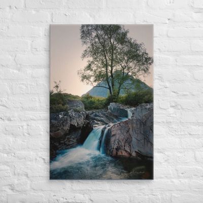 Glen Etive waterfall and Buachaille Etive Mòr wall art Canvas Print
