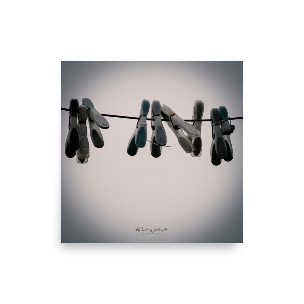 Clothes Pegs abstract Black and White wall art Photo paper poster Print