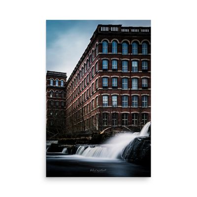 Paisley Mills building and waterfall wall art photo paper poster print