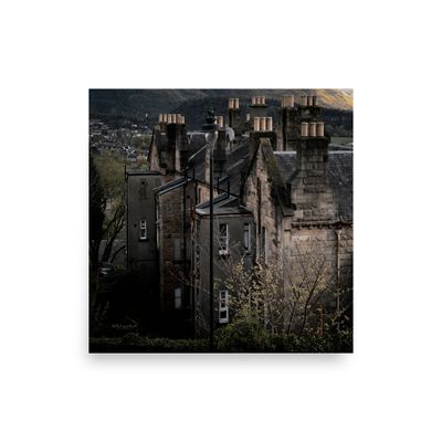 Old houses and rooftops Stirling Scotland wall art photo paper poster print