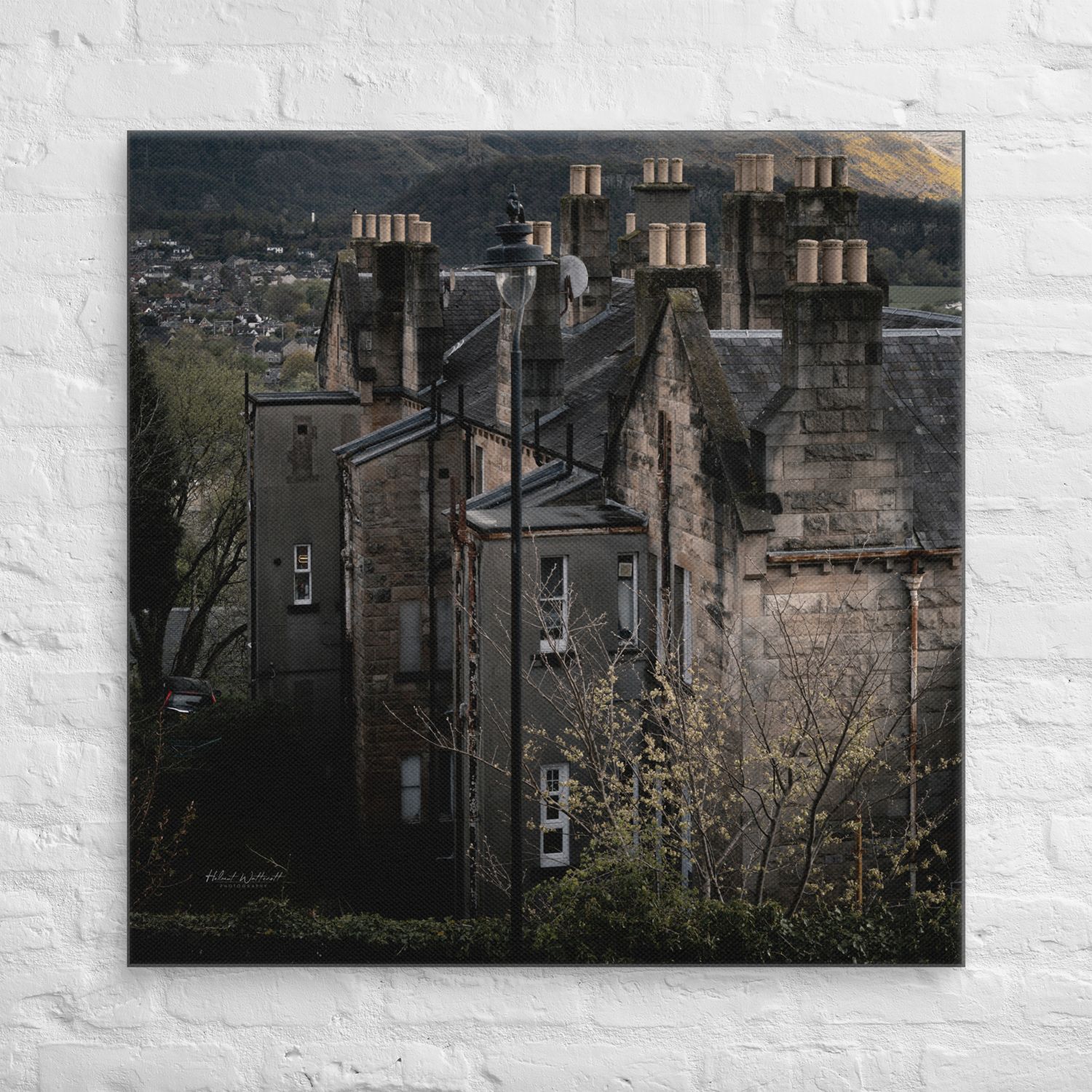 Stirling Historic Buildings Rooftops and Chimneys Wall Art Canvas Print