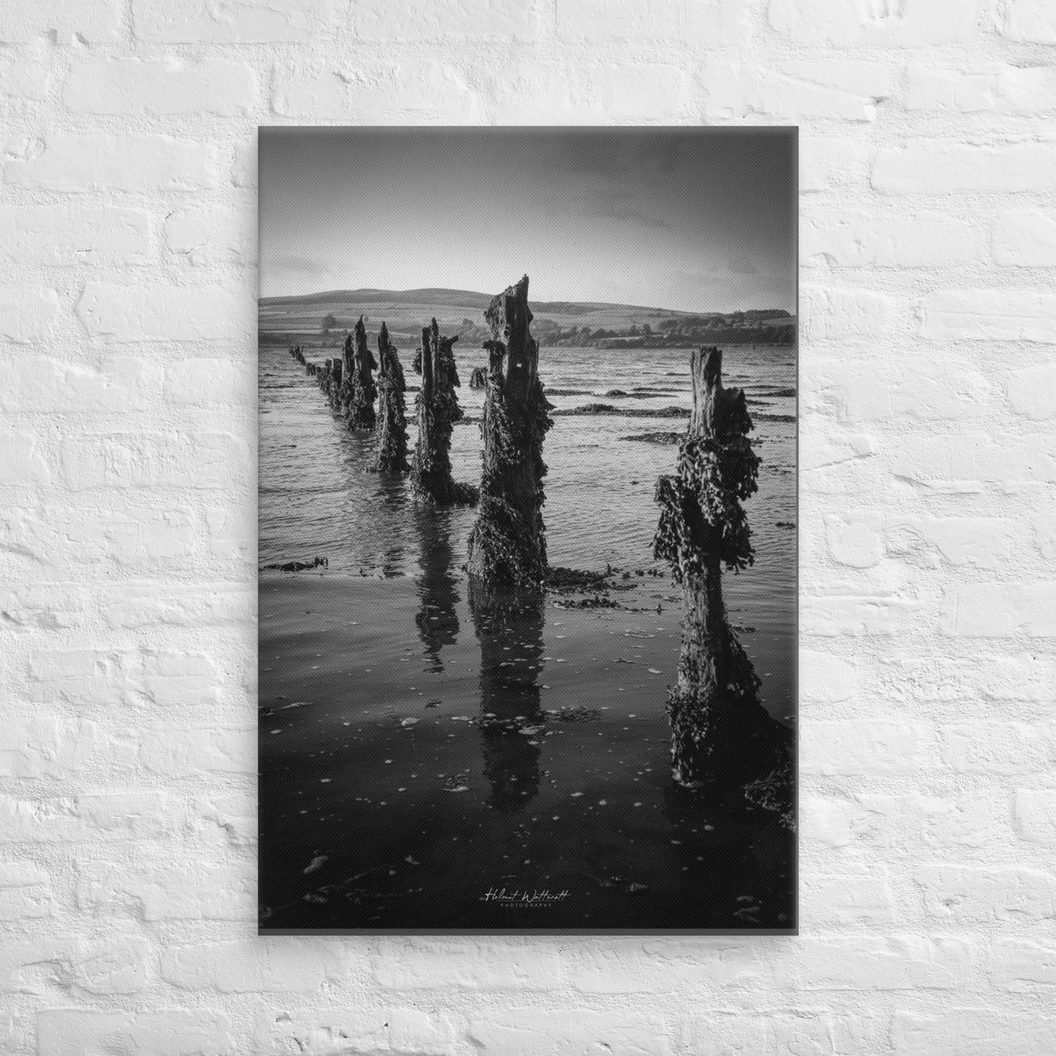 Timber Ponds River Clyde Port Glasgow Black and White wall art Canvas print