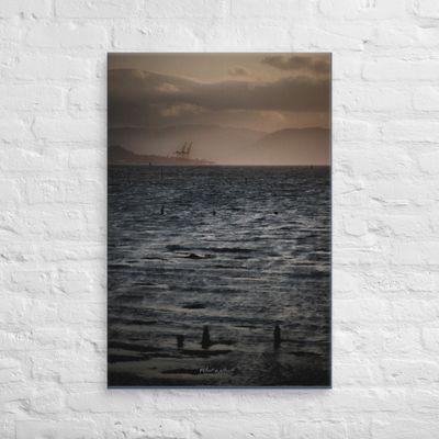 Port of Greenock Container Terminal and Cranes at sunset wall art Canvas Print