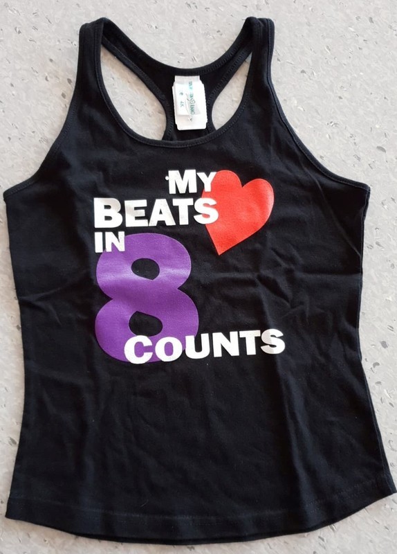 My Heart Beats in 8 Counts Singlet - Black or Grey