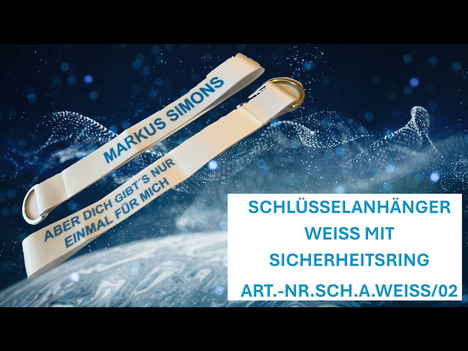 Markus Simons Fan-Schlüsselband in der Farbe Weiss mit Sicherheitsring