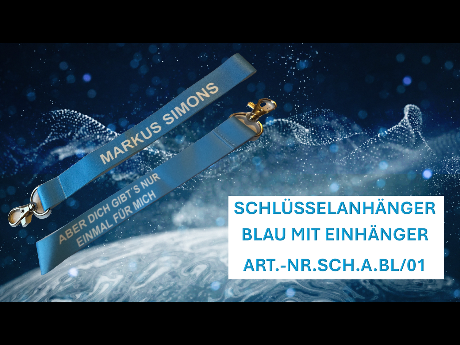 Markus Simons Fan-Schlüsselband in der Farbe Blau  mit Einhänger