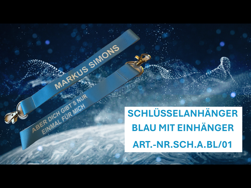 Markus Simons Fan-Schlüsselband in der Farbe Blau  mit Einhänger