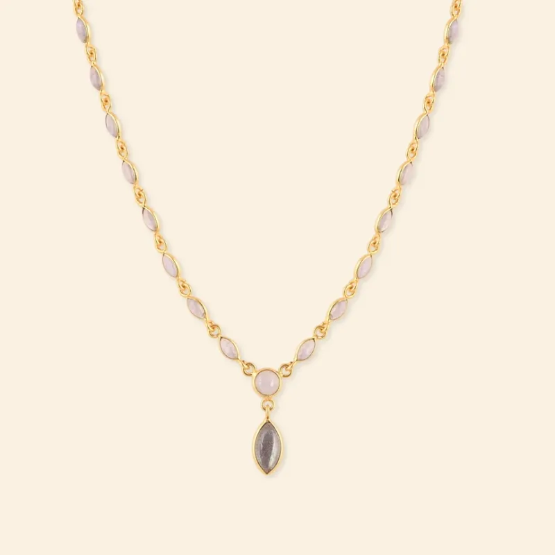 Collier en pierre de lune arc-en-ciel et labradorite Collier en pierre de lune arc-en-ciel et labradorite