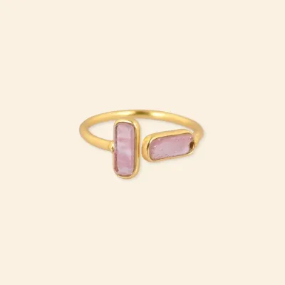 Bague Quartz rose brut – Plaqué Or 18 carats