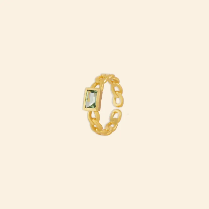 Bague Améthyste verte – Plaqué Or 18 carats