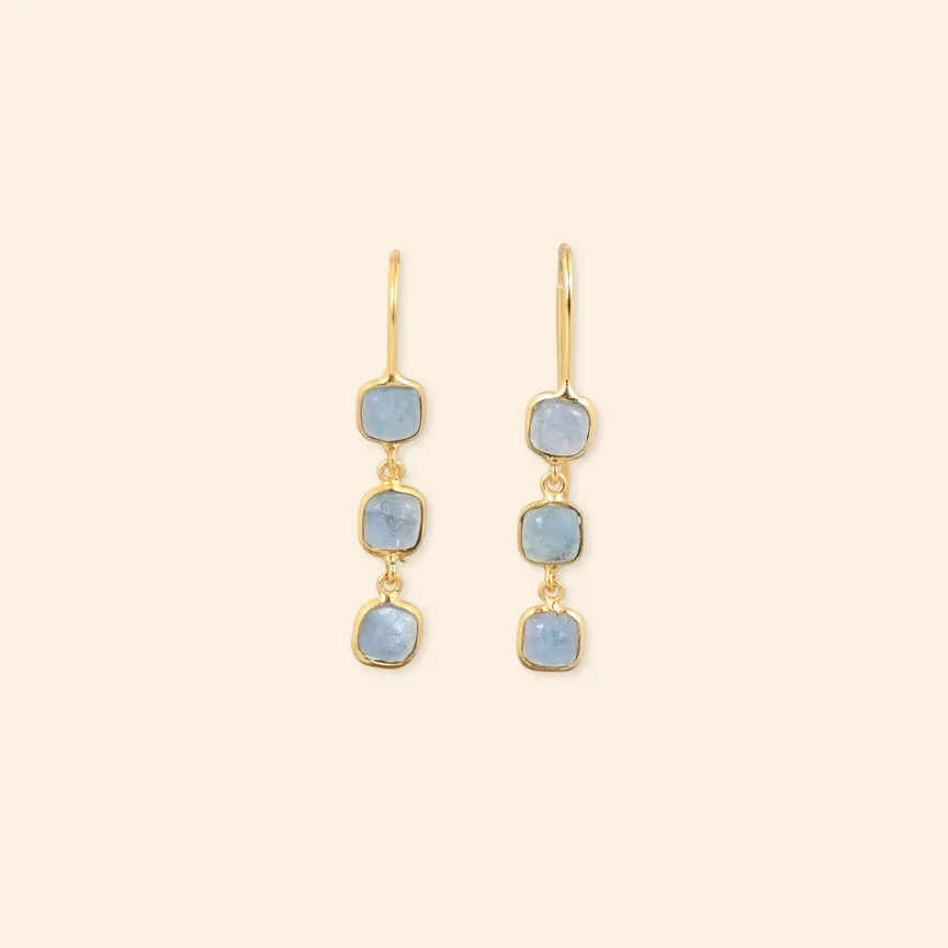 Boucles d’oreilles Apatite bleue – Plaqué Or 18 carats