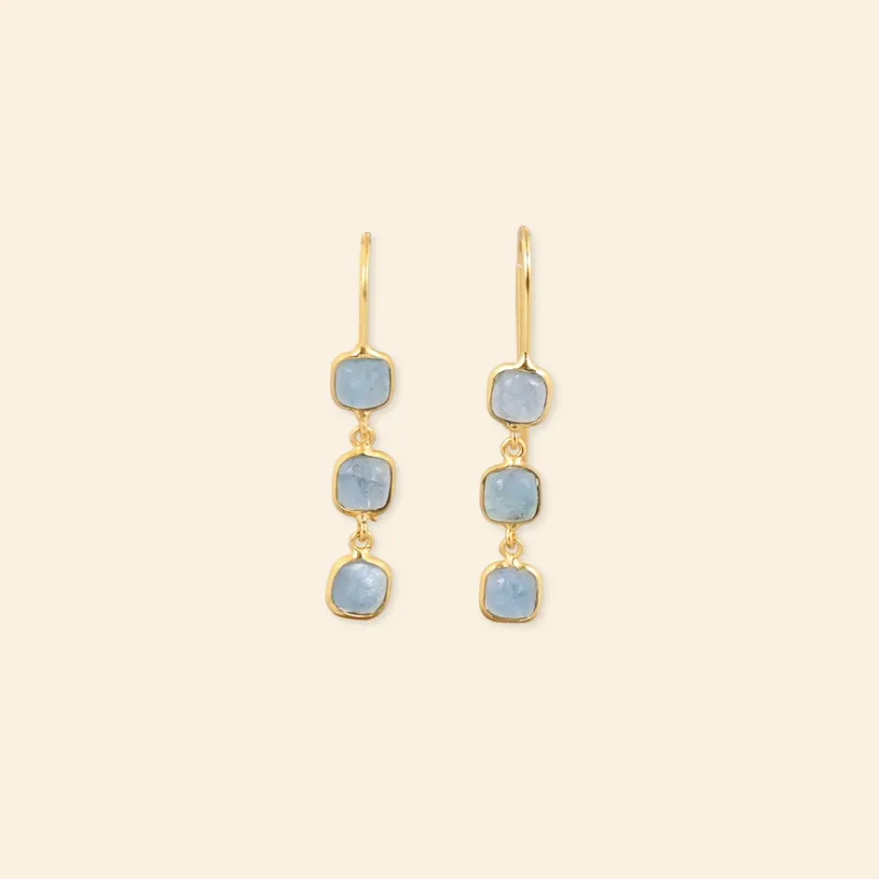 Boucles d’oreilles Apatite bleue – Plaqué Or 18 carats Boucles d’oreilles Apatite bleue – Plaqué Or 18 carats