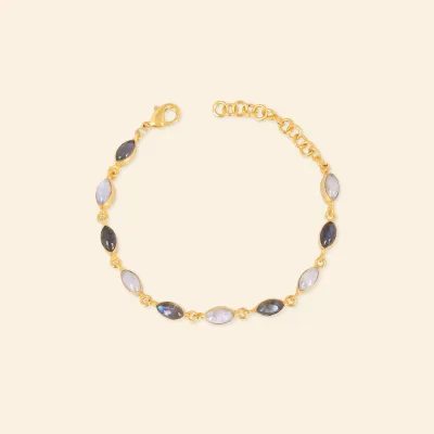 Bracelet Labradorite &amp; Pierre de lune – Plaqué Or 18 carats